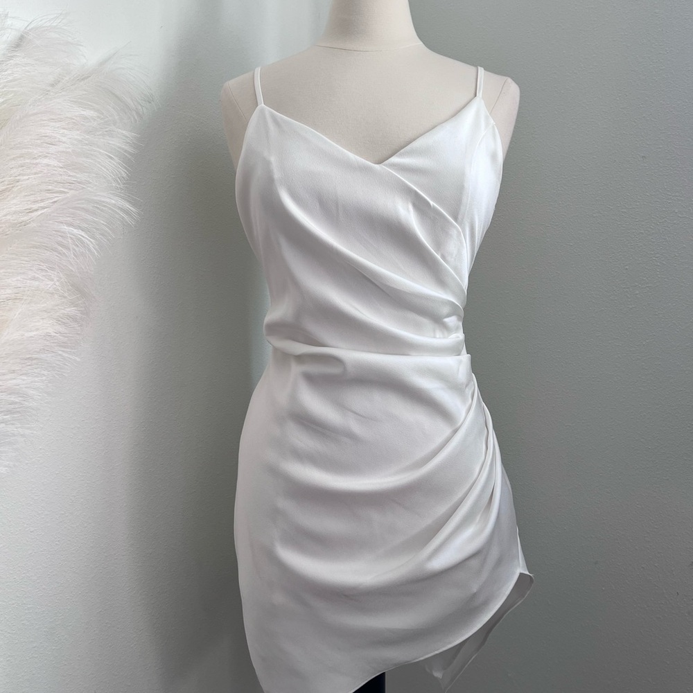 Elegant White Draped Dress